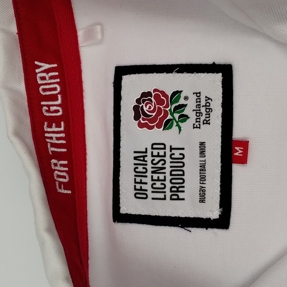 England Rugby Pull on shirt men's medium or unisex white with red stripe - Picture 8 of 14